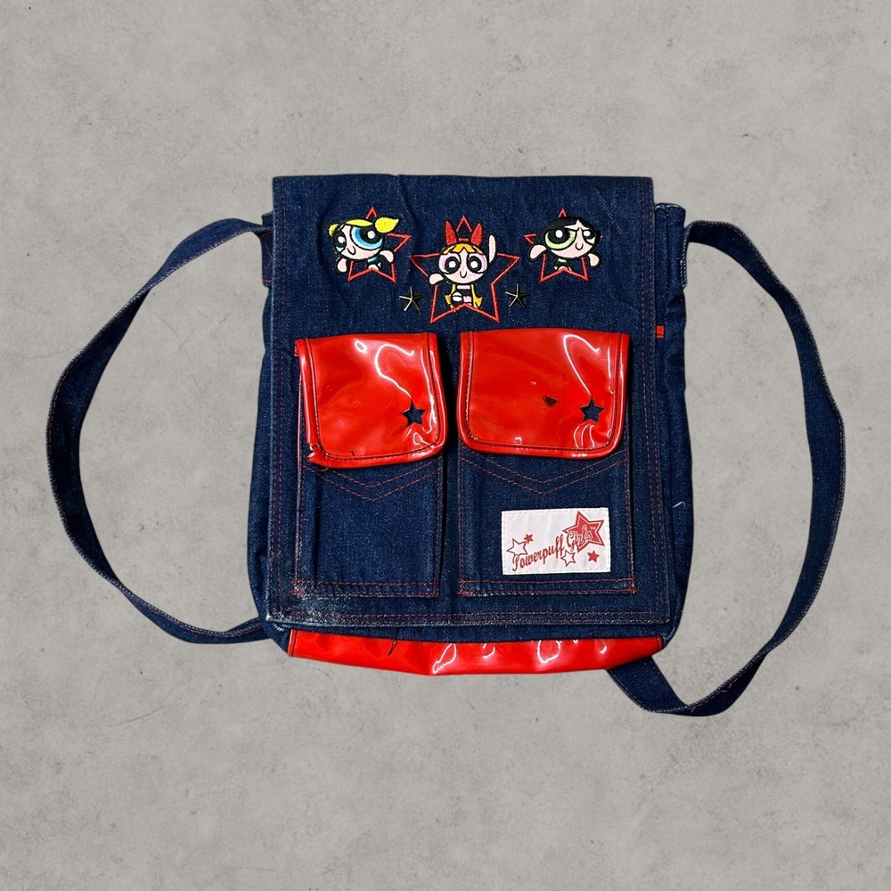 Powerpuff Girls Denim Backpack Girls OS Blue Red Vintage 2000 Cartoon Network